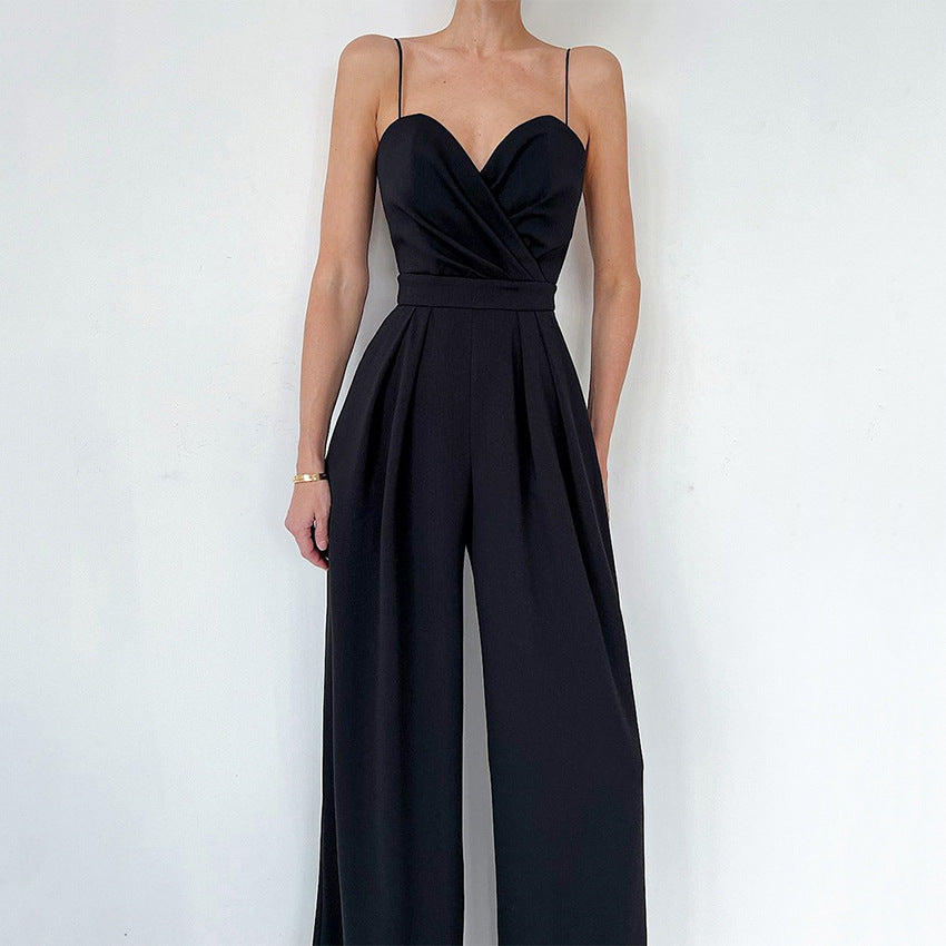 Strap  Loose Sleeveless  Casual Wide Leg  Jumpsuit