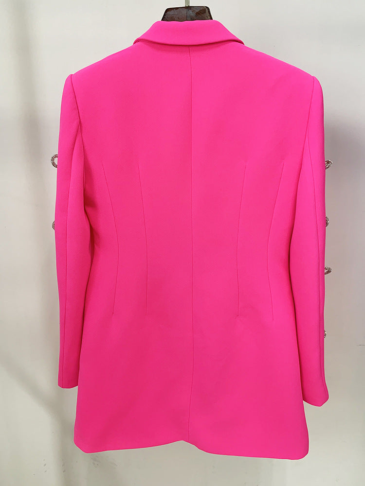 Dyed Fabric Dignified Sense of Design Pearl Blazer Dress