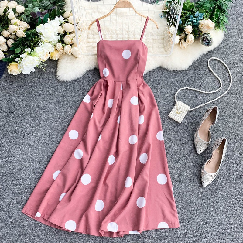 Vintage Polka Summer Dress With Straps